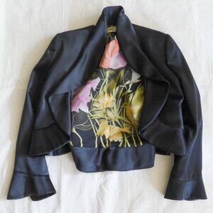 Ferragamo Women 42 (Fits like 38-40) Silk-Lined Black Sartorial Jacket